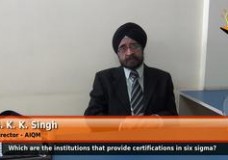 Which are the institutions that provide certifications in six sigma? (Director – AIQM)